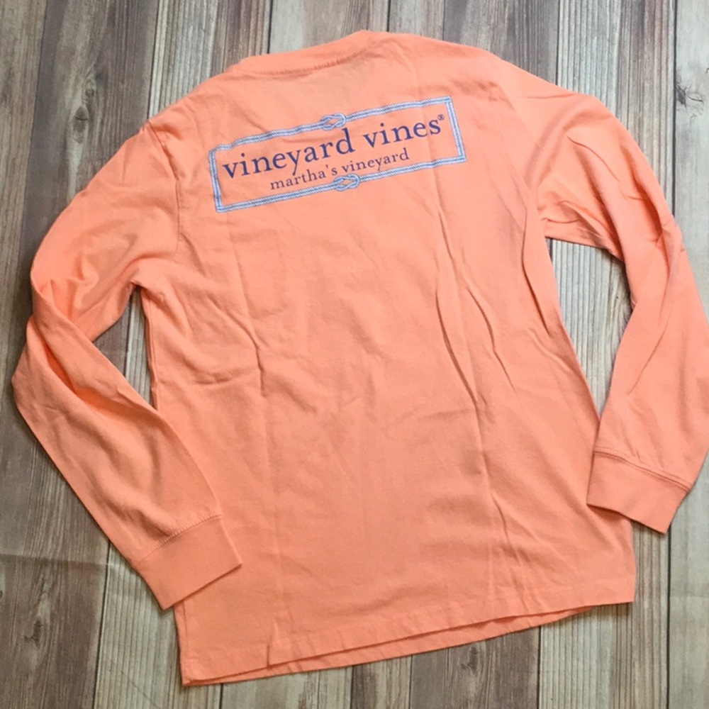 Kids Vineyard Vines Martha’s Vineyard Long Sleeve Tee shirt in Orange Sherbet